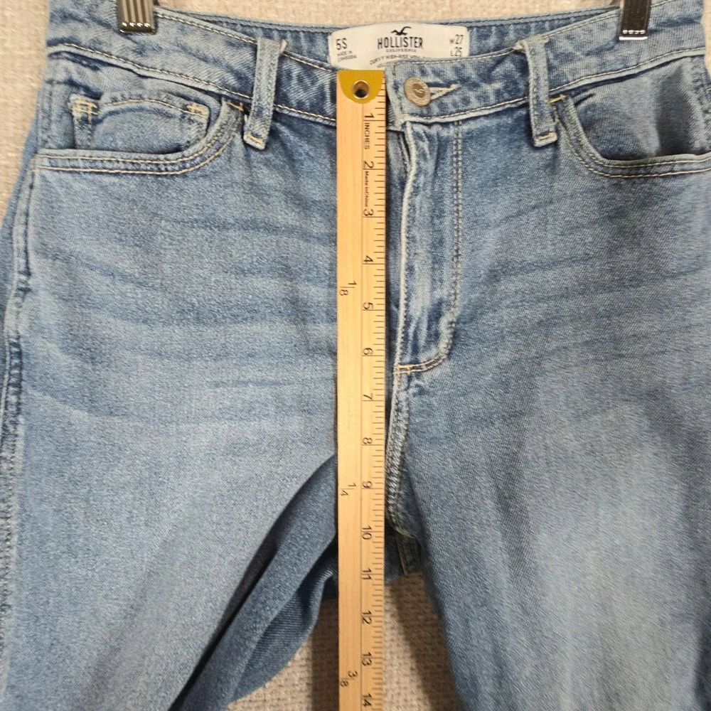 Hollister Curvy High Rise Mom‎ Jeans Womens 5S W27 L25 Medium Wash Raw Hem
